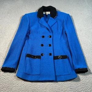 Giacca blazer donna vintage collezione St John taglia 2 maglia blu doppiopetto - Foto 1 di 11