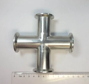Vacuum, 4-Way Cross, NW/KF-25 Flange, Vacuum Fitting, Stainless Steel - Picture 1 of 2
