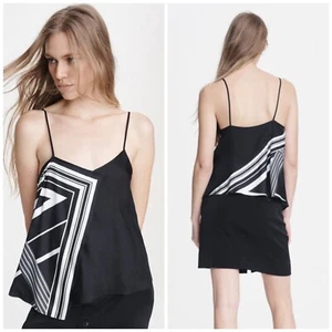NWT $295 Rag & Bone Isadora Silk Cami In Black /White Size: 0 - Picture 1 of 4