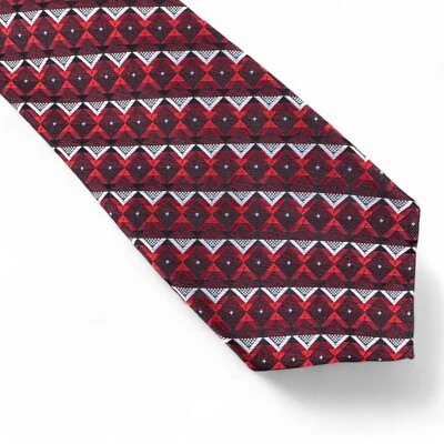 Corbata Perry Ellis Para Hombre Chandler Estampado Geométrico Rojo Blanco Clásica 3" $55 Foto 1 de 4