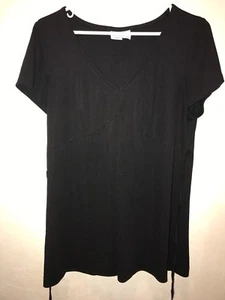Damengröße Medium UMSTANDSMODE einfarbig schwarz TOP SHIRT ZUM BINDEN MUTTERHOOD kurz sl - Bild 1 von 1