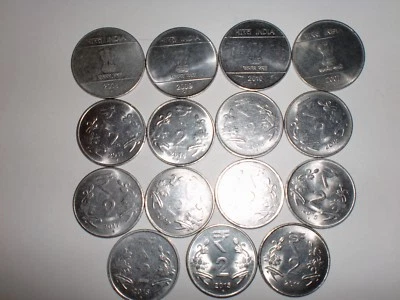 INDIA - 15  "RS. 2/-” OLD & NEW COINS-BIG&HEAVY-SOME DUPLICATE-2007-2017# 11DA - Image 1 of 2