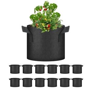 3 Gallon 12-Pack Nonwoven Grow Bags Aeration Fabric Pots for Garden Fruits Black - Picture 1 of 7
