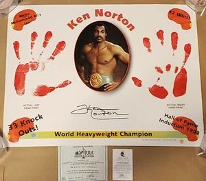 Ken Norton(d) Signed 17x22 Lithograph With Hand Prints SOP & Atkins Sports COA - Picture 1 of 9