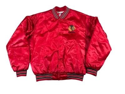 Винтажный NHL Blackhawks Swingster куртка мужская большой красный Snap прошитый логотип США - Изображение 1 из 4