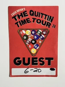 Zach Bryan’s THE QUITTIN TIME TOUR 24 Backstage Pass 2024 - Picture 1 of 1