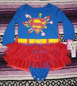 Supergirl Ballerina Tutu Skirt DC Comic Baby Girl Infant Bodysuit Size 3/6 Mnths - Picture 1 of 8
