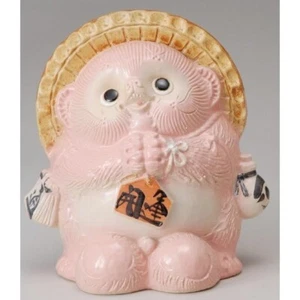 Shigaraki ware of Feng Shui Please Raccoon (Pink) Pottery figurine jp f/s new - Picture 1 of 7