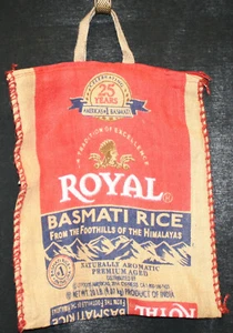 Royal Basmatic Rice ~ Burlap Tote Bag w/Handles and Zippered Closure - Picture 1 of 2