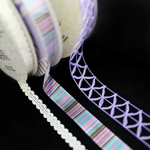 NEW Purple Multi Braided Stripe Fabric Ribbons Edge Trim Craft lot of 3 -30 yd - Picture 1 of 4