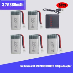 5PCS 3.7V 380mAh 20C Li-ion Battery with 5 in 1 Charger for Hubsan X4 H107 H107C - Picture 1 of 9