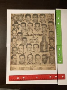 1953 (?) Hockey French Newspaper Article “Les Champions” Montreal Canadians NHL - Picture 1 of 10