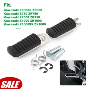 For Kawasaki Z750/S Ninja 1000/SX ZX-6R/9R Front Foot Pegs with Rubber &Adapters - Picture 1 of 11
