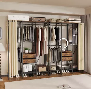 XL Garderobenschrank Kleiderschrank Kleiderständer Garderobenständer Metall+MDF - Bild 1 von 24