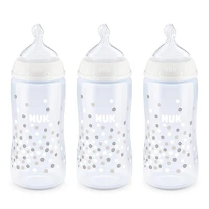 NUK Smooth Flow Anti-Colic Bottle 10oz Breast Milk Feeding Baby Grey Dots - Picture 1 of 8