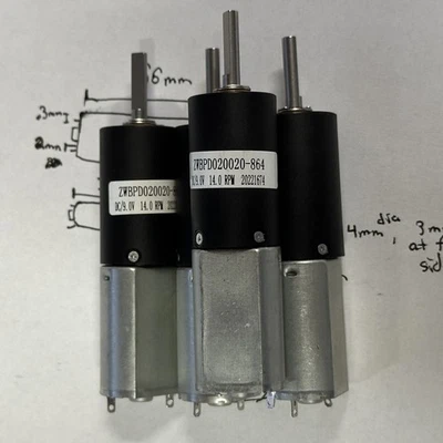 LOT 4 ZhaoWei 9v 14RPM Planetary Geared Brushed DC Motor 4mm x 16.6mm Shaft 66mm - Image 1 of 4