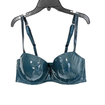 Sujetador Savage X Fenty Tease Balconette 38D Nuevo Imitación Cuero Vinilo Con Aros Corte Bajo Foto 1 de 4