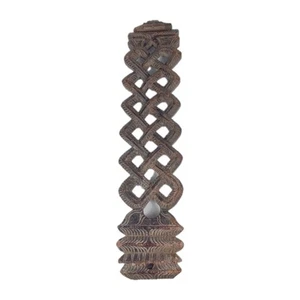 1800's Old Antique Wooden Hand Carved South India Jali Cut Spoon Holder Hanger - Picture 1 of 15