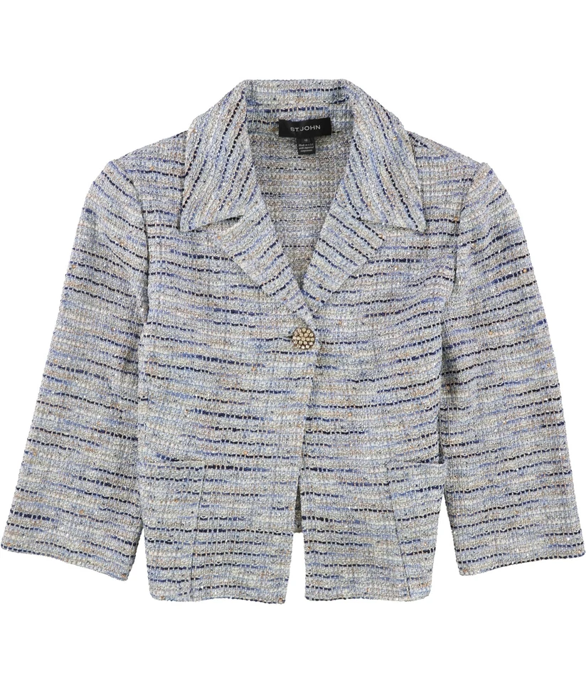 St. John Womens Tweed One Button Blazer Jacket - Image 1 of 1