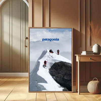 Patagonia Poster Alpinism Mountain Climbing Team Summit Ridge Art Print