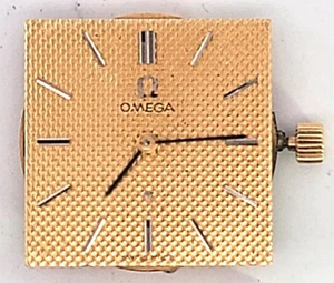 Omega 620 Movement Running With  Stem, Crown & Beautiful Omega Gold Pattern Dial - Picture 1 of 6