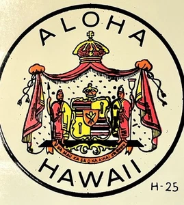 Hawaii Vintage Reise Wasser Transfer Aufkleber Kamehameha III gesprochenes Wort HI Motto - Bild 1 von 3