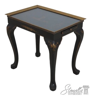 F69747: Vintage Chinoiserie Decorated Glass Top Occasional Table - Image 1 of 4