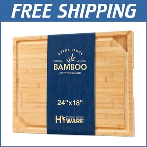 Heavy Duty 24 x 18 Bamboo Butcher Block - Eco-Friendly Cutting & Serving Board - Picture 1 of 9