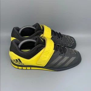 Adidas Powerlift 3 Gray Yellow Weight Lifting Gym Shoes BB2844 Men's Sz 9.5 - Picture 1 of 10