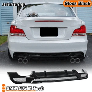 Glossy Black Rear Bumper Diffuser Quad for BMW 1 Series E82 M Tech M-Sport 07-13 - Picture 1 of 12