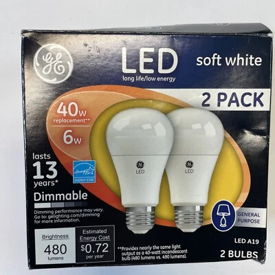 GE Dimmable General Purpose Bulbs Soft White 2 Pack 67572 - Image 1 of 3