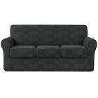 Subrtex Stretch Geometric Pattern 3 Separate Cushion Sofa Slipcover - Gray