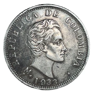 Colombia 1933 M Medellin Mint 50 Centavos AU/UNC Silver Coin KM 193.2 - Picture 1 of 5