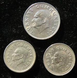 TURKEY 1987-93 Lot of 3 Circulated Coins, 2x100 Lira & 1 x1000 Lira *est VF-EF* - Picture 1 of 5