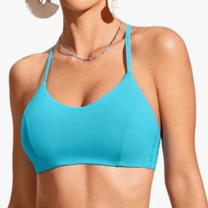 CRZ YOGA Bikini Top V Neck Crisscross Bathing Suit Swim Padded,Blue, Medium, NWT - Picture 1 of 7