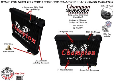 AAR Champion 3 Row Black Finish Radiator for 1963-1965 GMC PB2500 Series LS Swap - Image 1 of 4