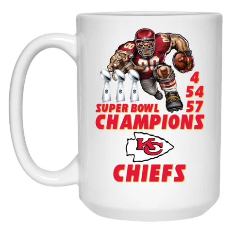 Super Bowl 4 54 57 Champions Kansas City Chiefs Player White 15oz Coffee Mug Cup Cover