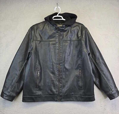 Chaqueta De Colección Arizona Imitación Cuero Para Hombre XL Negra Años 90 Y2K Grunge Punk Rock Capucha Foto 1 de 4