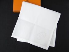HERMES Evelyn Handkerchief Pocket Square 45cm White H Punching 56210015400 Y