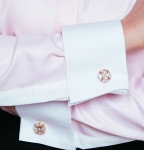 Men's Fancy Cufflinks 14K Rose Gold Plated Silver Simulated Diamond  2.50 Carat