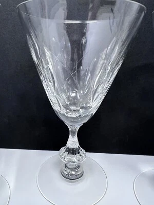 Duncan & Miller Willow Hand Blown Leaf Cut Goblet Champagne Glasses 4 Vtg 1950s - Image 1 of 4