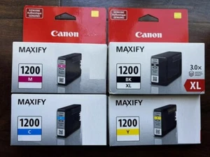 Set 4 Genuine Canon 1200XL Blk 1200 Cyn Mag Yel Inks SEALED BAG NO BOX - Picture 1 of 1