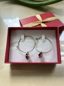 Avon Presents Hoop Earrings in Red Gift Box Amethyst Color New in Box - (2008) - Picture 1 of 5