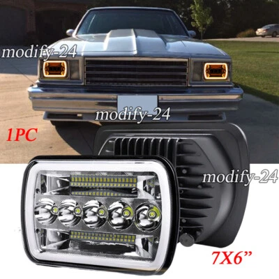 7x6" LED Headlight Hi/Lo Beam DRL Fit Chevy Malibu 1978 1979 1980 1981 El Camino - Image 1 of 4