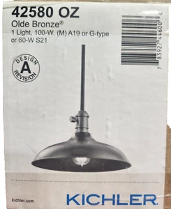Kichler 42580 Bronze Cobson Pendant Light / Ceiling Light - 12" Wide - Picture 1 of 1