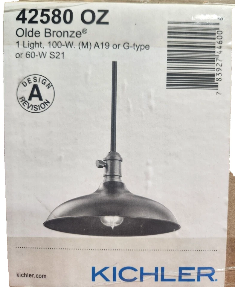 Luz colgante/luz de techo Kichler 42580 bronce Cobson - 12" de ancho Foto 1 de 1