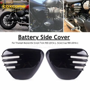 Pair Ribbed Side Panels For Bonneville Street Cap / Twin 900 Side Covers - Picture 1 of 12
