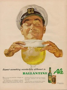 Ballantine Beer Ale 1953 anuncio impreso vintage capitán barco sombrero Newark Nueva Jersey EE. UU. - Imagen 1 de 9