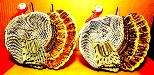 Warren Kimble~Thanksgiving Turkey Plates Boston Warehouse Vintage 2Pc Set - Picture 1 of 15