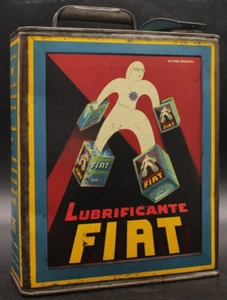 Ancien Tres Rare Bidon Huile Boite FIAT Auto Motor Oil Tin Can Désign Nizzoli - Picture 1 of 20